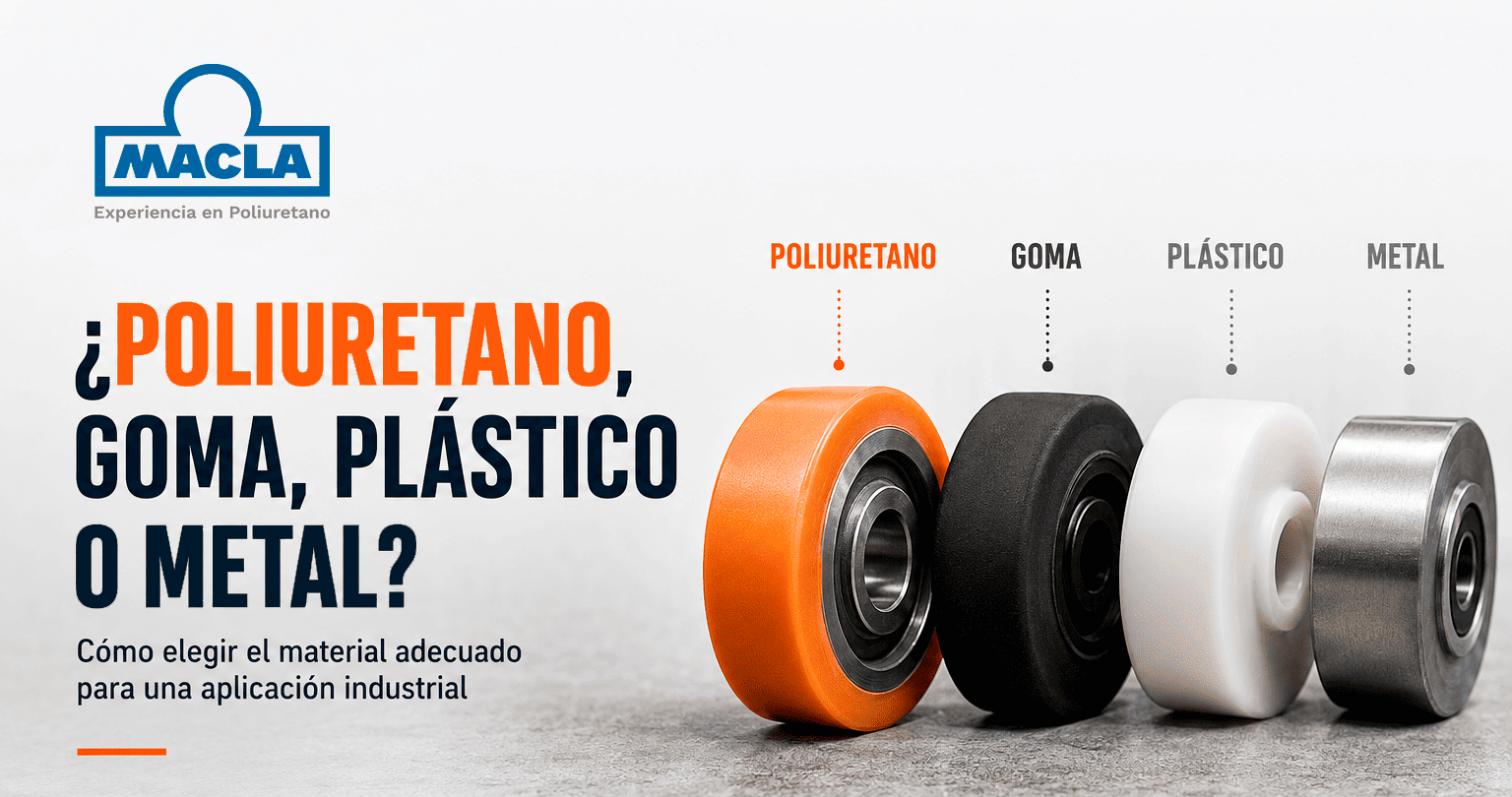 Poliuretano, goma, plástico o metal